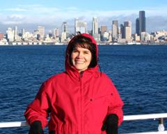 Debra on a Seattle ferry, 2005
